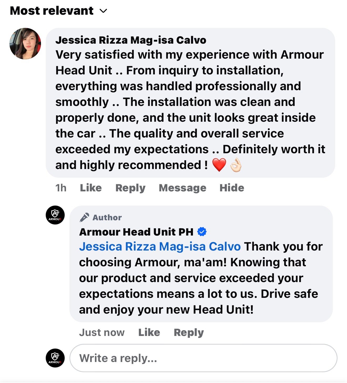 Customer feedback screenshot 3